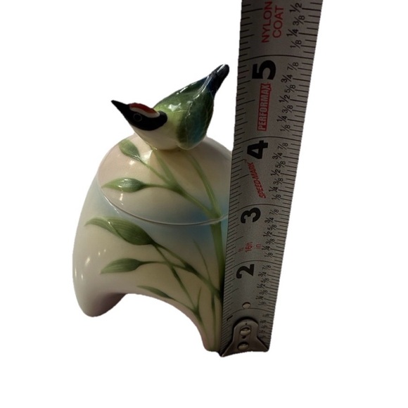 Vintage Franz creamer Ceramic Bird Decor with Green and Cream Design - Picture 5 of 9